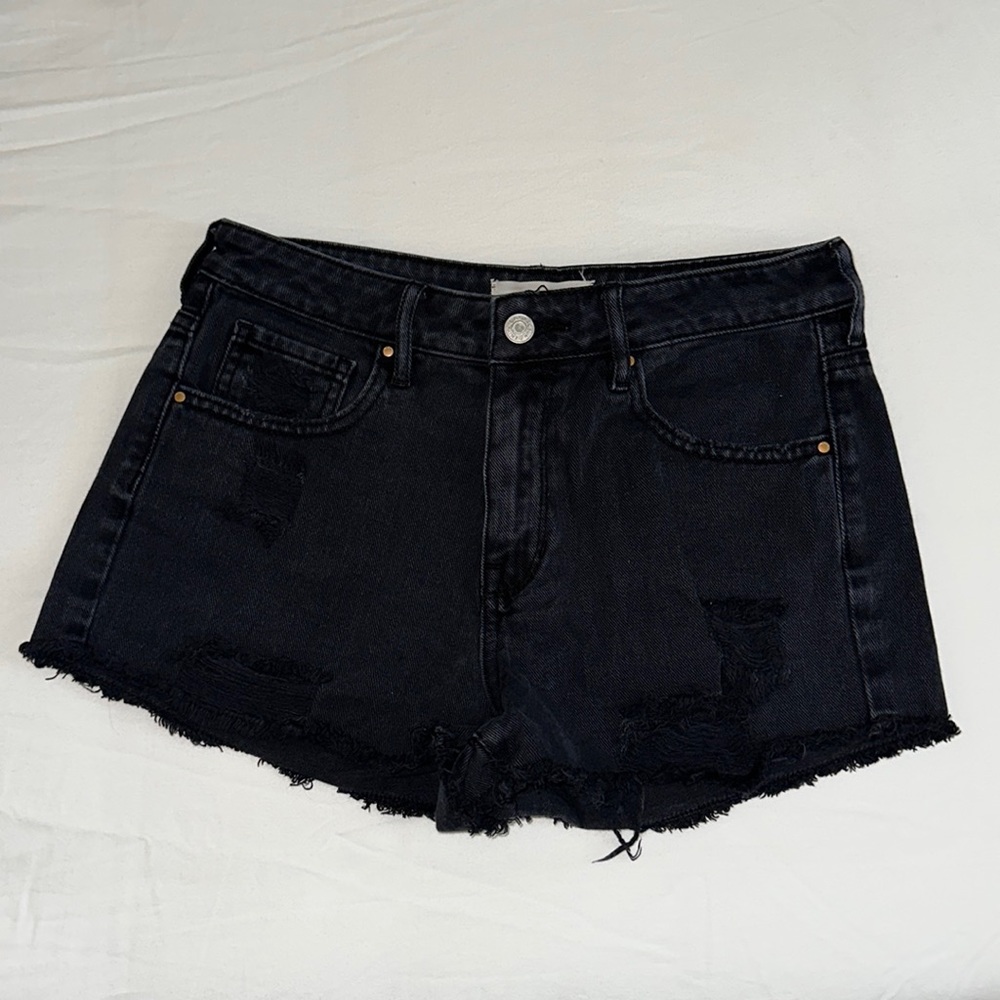 PacSun Black Wash Ripped High Rise Festival Shorts